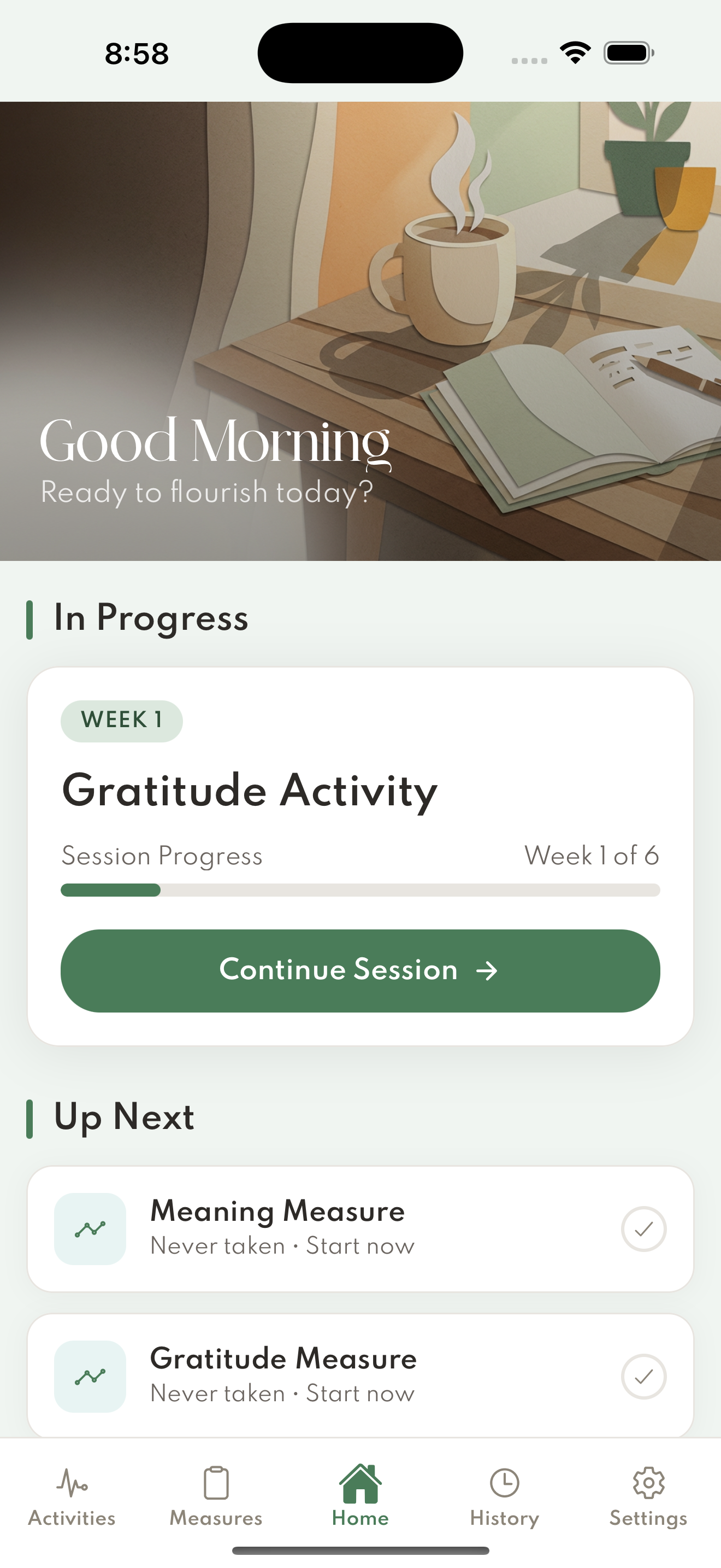 Track your flourishing activities and progress